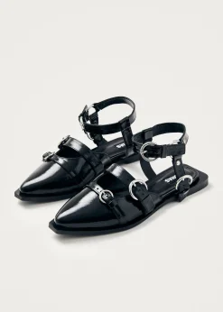 Thalara Onix Schwarze Leder Ballerinas