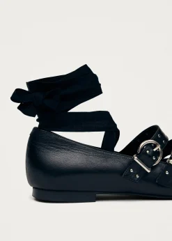 Thekla Schwarze Leder Ballerinas
