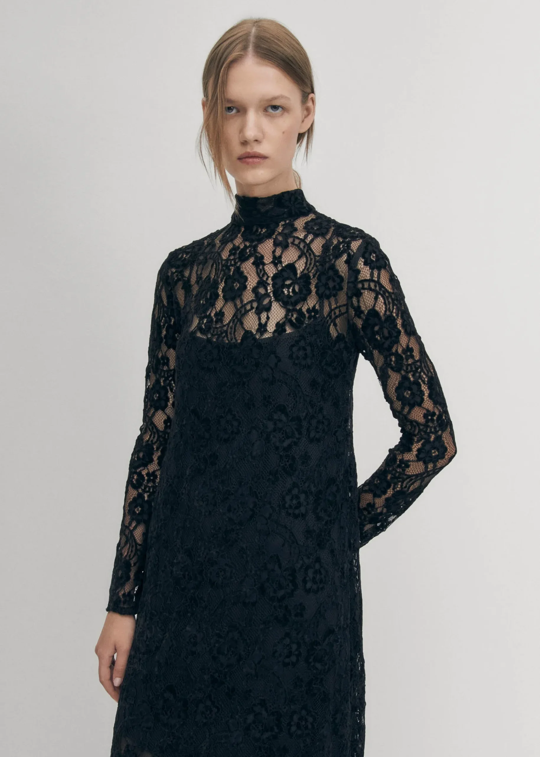 Tiban-Spitzen-Schwarzes Kleid