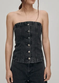 Troyes Schwarzes Denim-Oberteil