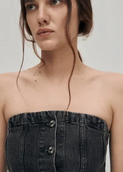 Troyes Schwarzes Denim-Oberteil