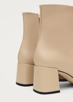 Watercolor Tahini Beige Vegan Leather Ankle Boots