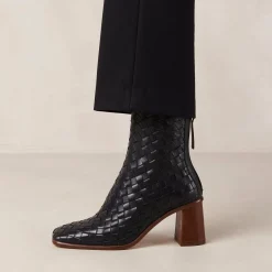 West Braided Schwarze Lederstiefel